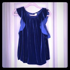 GAP Blue Ruffle Sleeve Top size XL